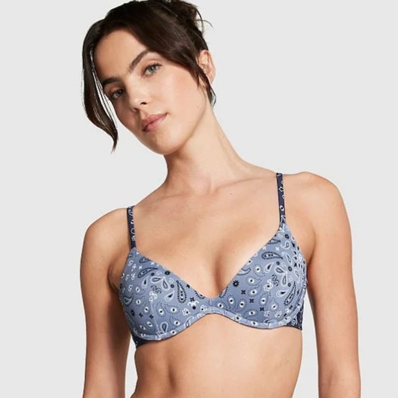 Victoria’s Secret pink Midnight Navy Blue bandanna Paisley Bikini Set medium - Picture 2 of 6